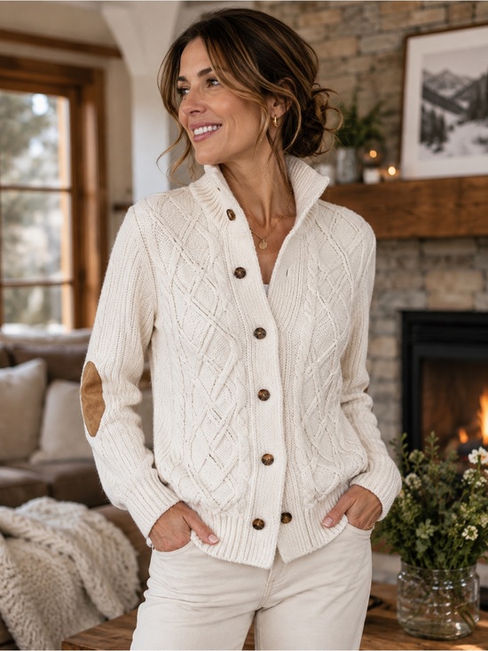 Peak Performance Sweaters - Swedish Cotton Cable‎ Knit Cardigan | heritage alpine sweater-Medium/ grandpa